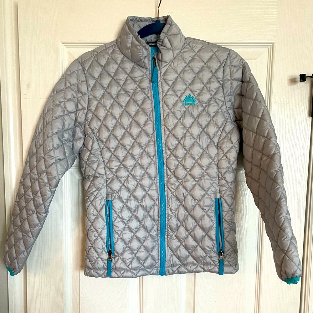 Girl’s Like New Silver/Grey Faux-Down Jacket Size: Large
